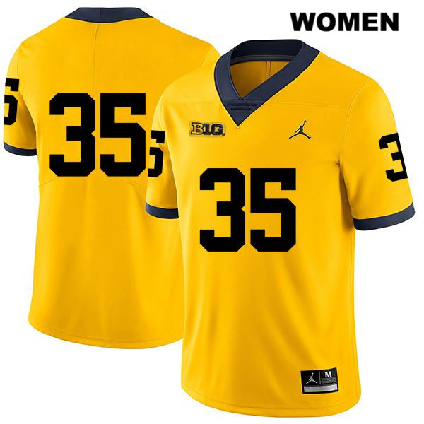 Women's NCAA Michigan Wolverines Luke Buckman #35 No Name Yellow Jordan Brand Authentic Stitched Legend Football College Jersey JM25U70VB